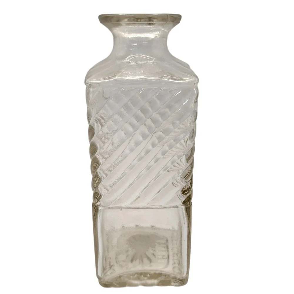 Old Mr Boston Decanter Bottle Swirl Vintage Fine Liquor Clear Textured Glass SEE